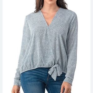Olivia Graye V-Neck Long Sleeve Wrap Blouse XS NWT